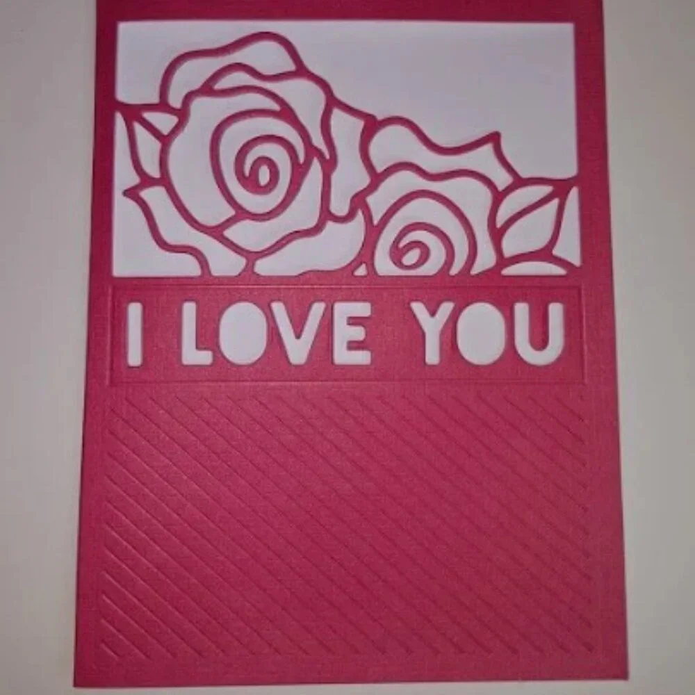 Sentiment Note Cards, Set of 6, Purple, Yellow, & Rose Note Card, Die Cut Design
